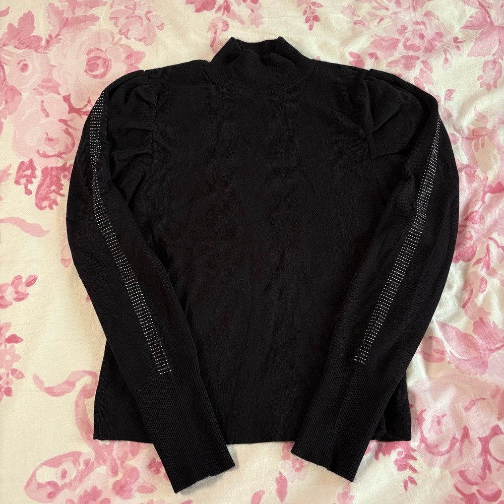 Marled Black rhinestone turtleneck sweater